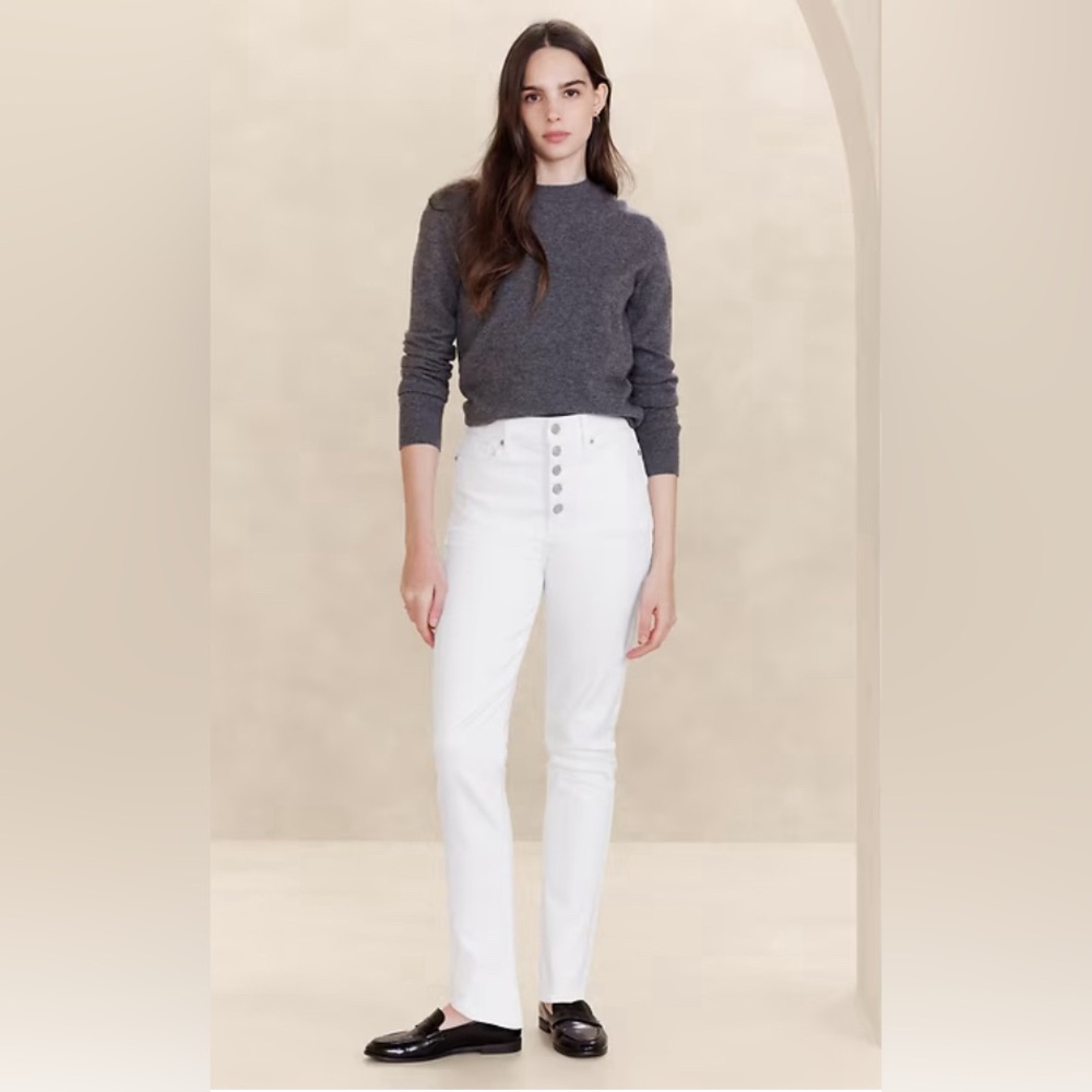 NWT Banana Republic Ultra High Rise Slim White Denim Jeans Women Size 26